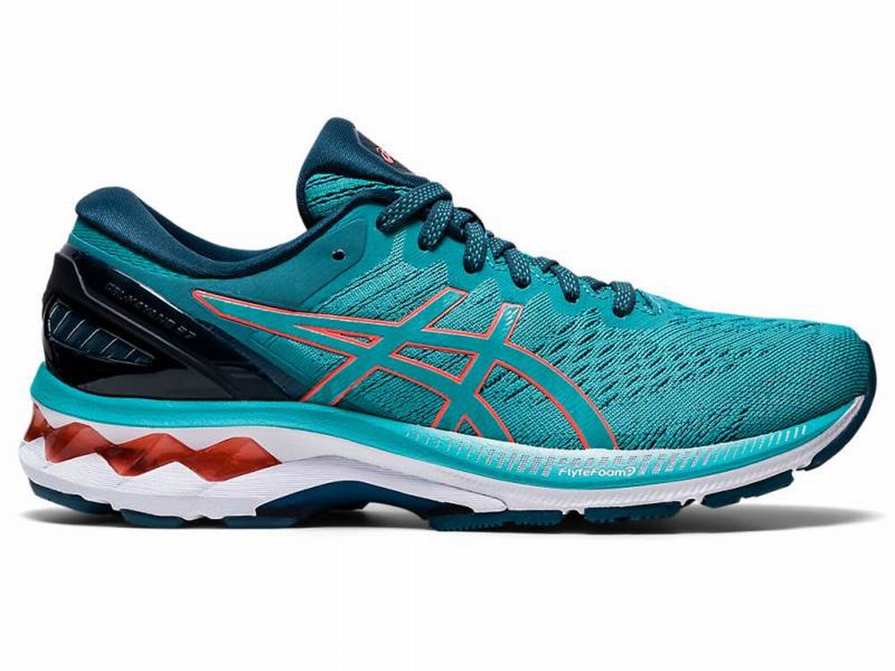 Chaussures Running Asics GEL-KAYANO 27 Femme Bleu Orange Rouge | BQR-624901