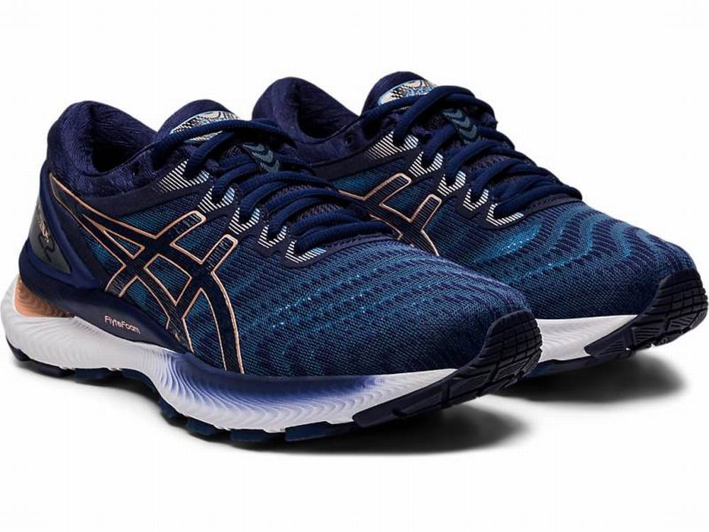 Chaussures Running Asics GEL-NIMBUS 22 Femme Grise Bleu Marine | CUW-598617