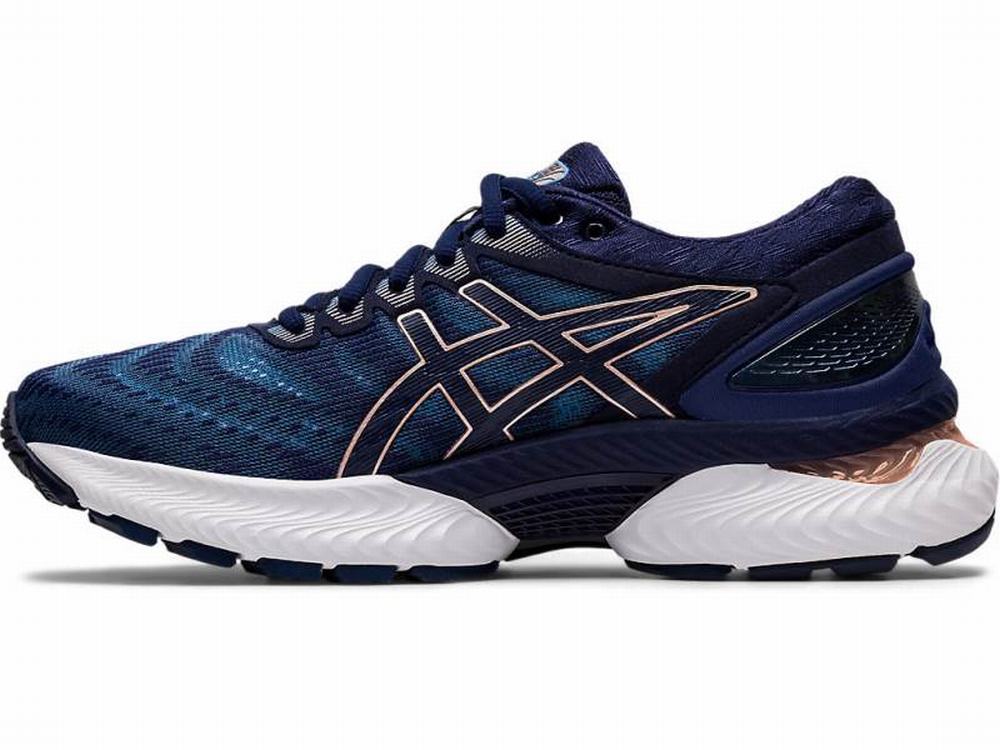 Chaussures Running Asics GEL-NIMBUS 22 Femme Grise Bleu Marine | CUW-598617