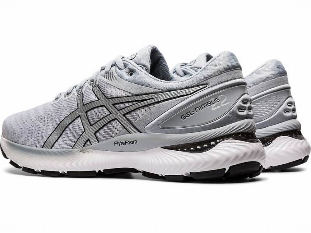 Chaussures Running Asics GEL-NIMBUS 22 Homme Blanche Argent | CMP-863079