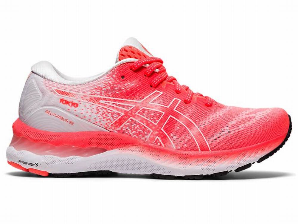 Chaussures Running Asics GEL-NIMBUS 23 TOKYO Femme Orange Rouge Blanche | FLN-914327