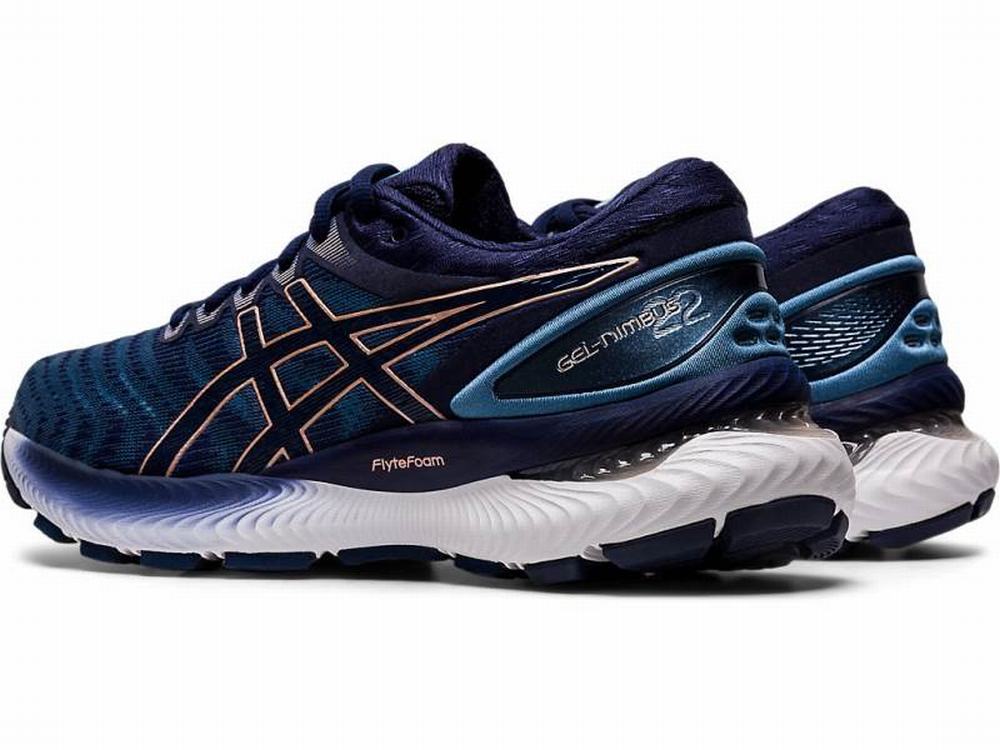 Chaussures Running Asics GEL-Nimbus 22 (D) Femme Grise Bleu Marine | KNB-586093