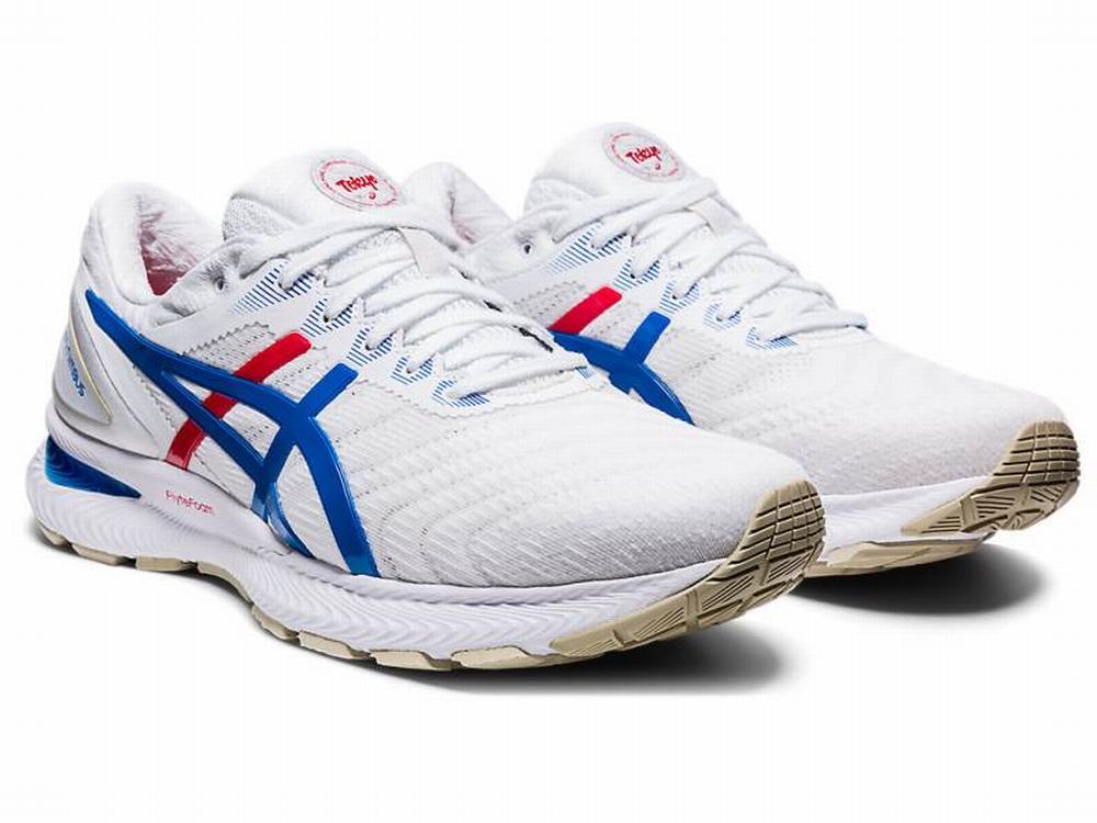 Chaussures Running Asics GEL-Nimbus 22 Retro Tokyo Homme Blanche Bleu | CKJ-591326