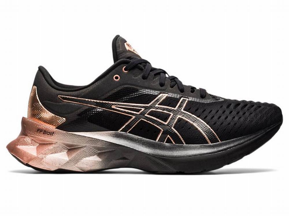 Chaussures Running Asics NOVABLAST Platinum Femme Noir Rose Doré | BSY-243918