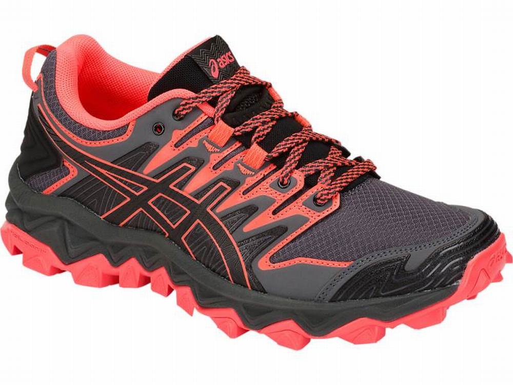 Chaussures Trail Asics GEL-FUJITRABUCO 7 Femme Noir Corail | IUB-106487