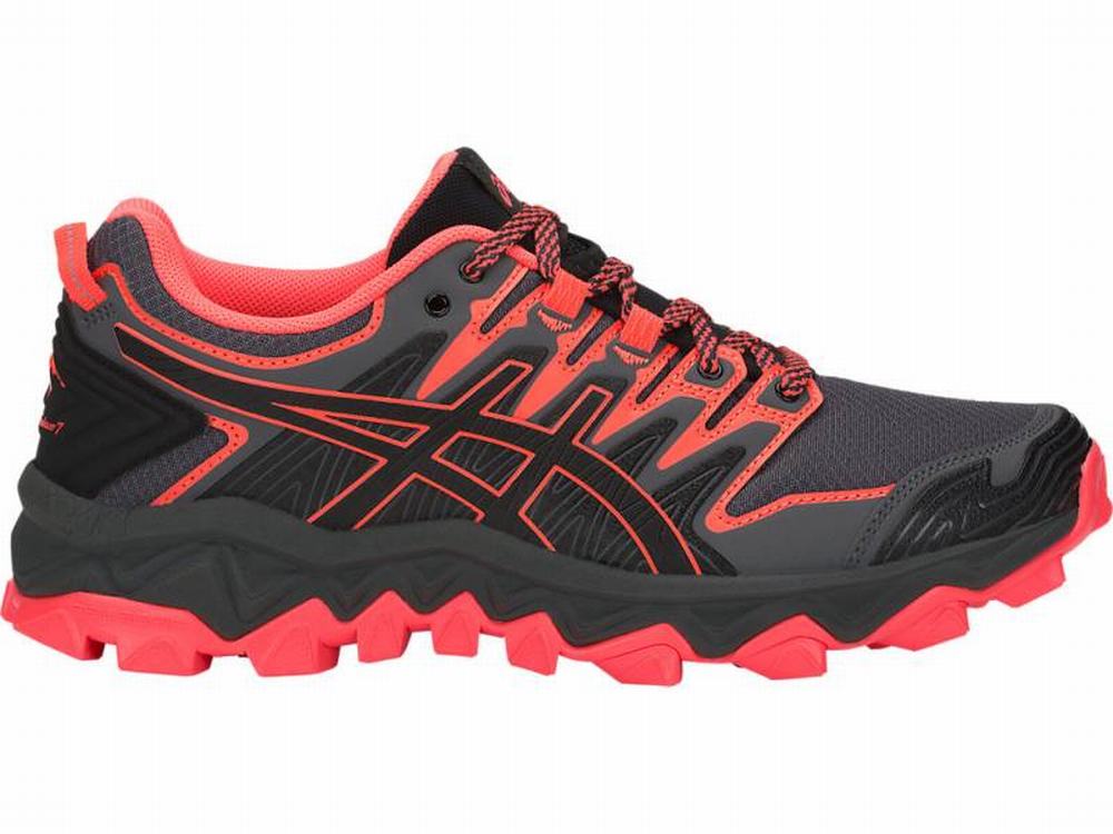 Chaussures Trail Asics GEL-FUJITRABUCO 7 Femme Noir Corail | IUB-106487