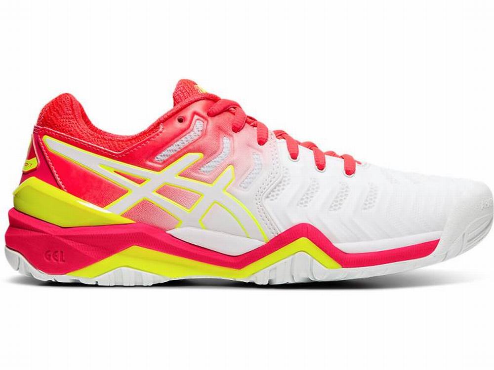 Chaussures de Tennis Asics GEL-RESOLUTION 7 Femme Blanche Rose | IWA-613840