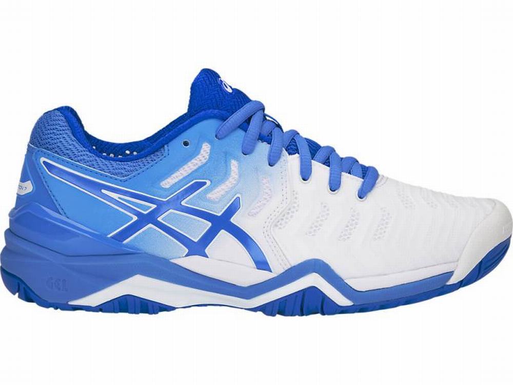 Chaussures de Tennis Asics GEL-RESOLUTION 7 Femme Blanche Bleu | JVX-491635