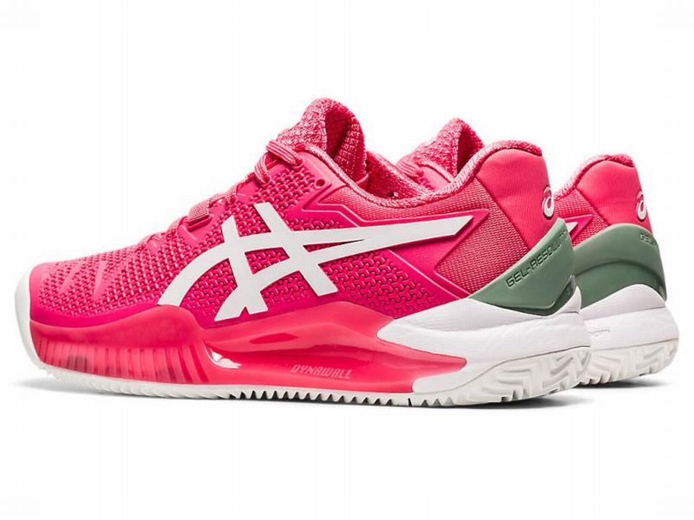 Chaussures de Tennis Asics GEL-RESOLUTION 8 CLAY Femme Rose Blanche | QZC-392451