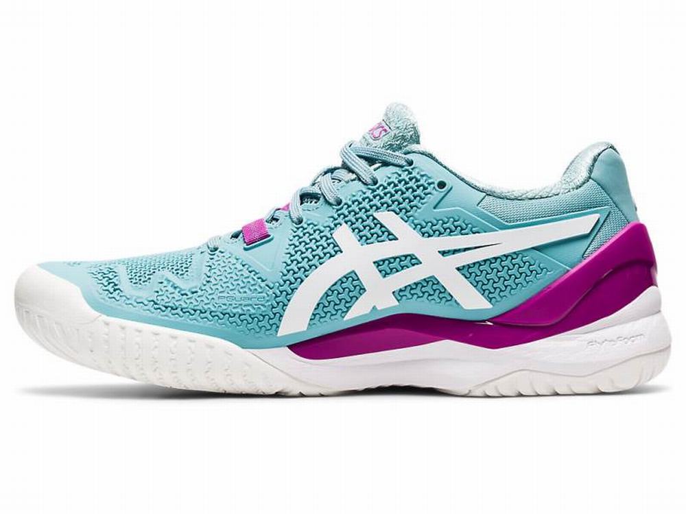 Chaussures de Tennis Asics GEL-RESOLUTION 8 (D) Femme Blanche Bleu | TWH-783105