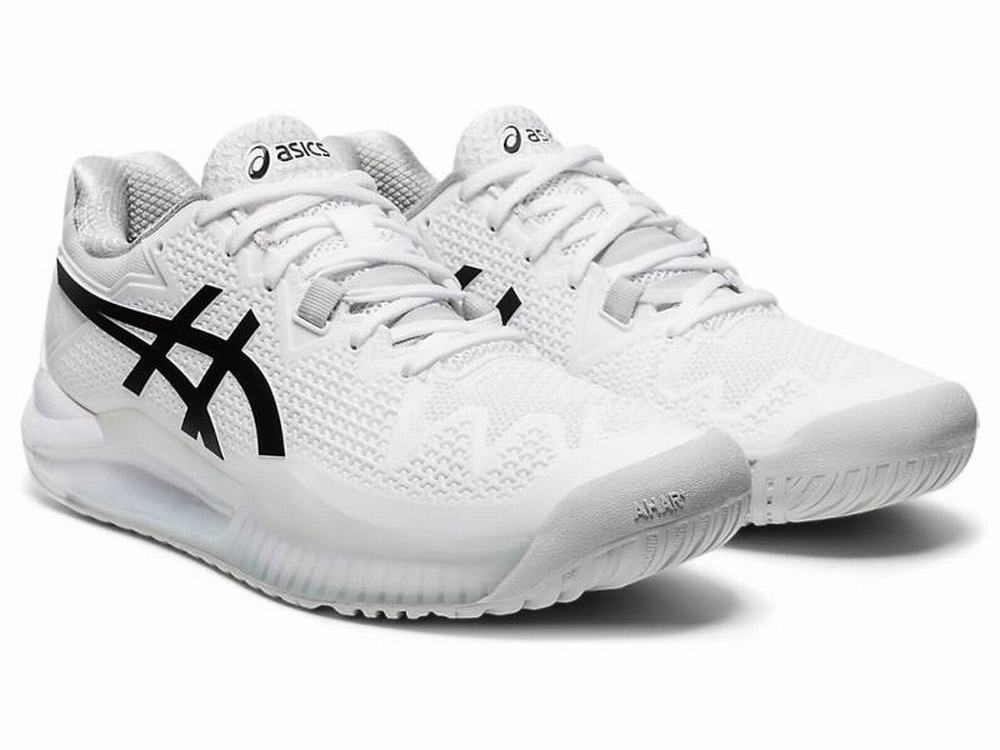 Chaussures de Tennis Asics GEL-Resolution 8 Femme Noir Blanche | IAE-369570